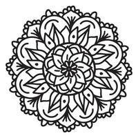 Mandala circular symmetric pattern. Oriental ornament black outline vector