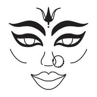sharad navaratri. divina diosa femenina devi durga retrato vector