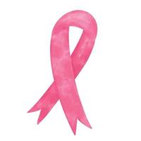 Pink ribbon watercolor textured hand drawn - breast cancer awareness vector