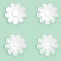 Paper cut flower icon, Flat design of white flower. vector