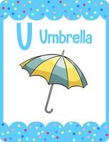 Vocabulary flashcard with word Umbrella vector