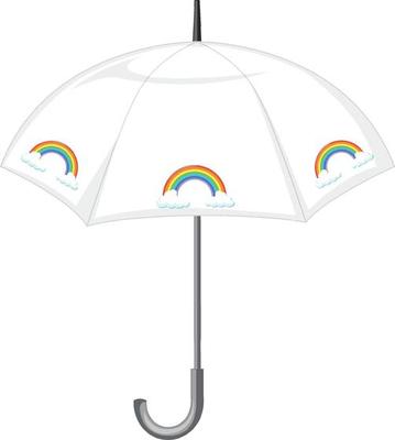 White umbrella with rainbow pattern