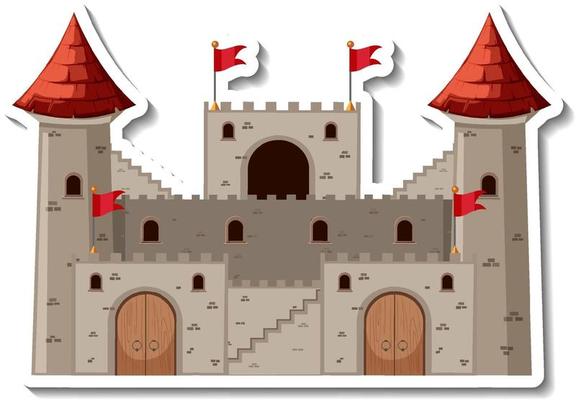 Stone castle and fortress cartoon sticker