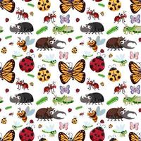 patrón sin fisuras con muchos personajes de insectos diferentes
