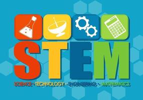 STEM education logo banner with learning icons vector