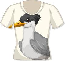 parte delantera de la camiseta con estampado de pájaros vector