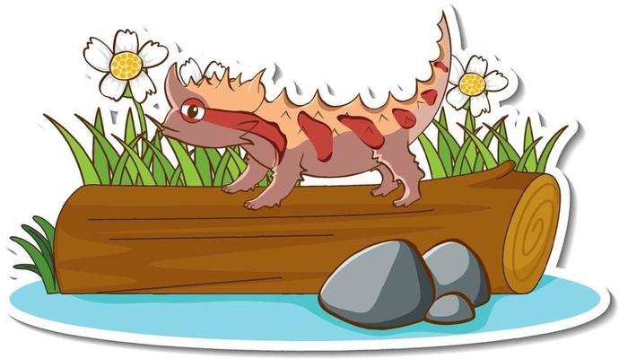 Thorny Dragon lizard standing on a log sticker