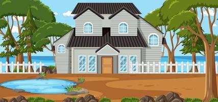 Scene with a big house at daytime vector