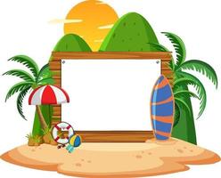 Empty banner template with summer beach element isolated vector