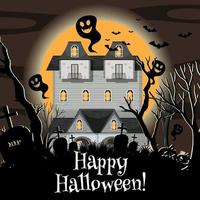 feliz halloween con mansión embrujada vector