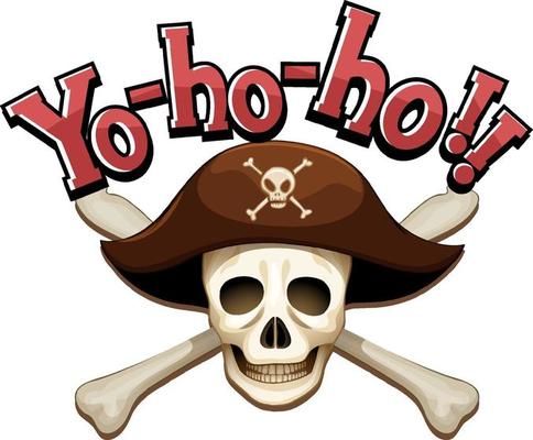 Pirate concept with Yo-ho-ho word banner and skull crossbones