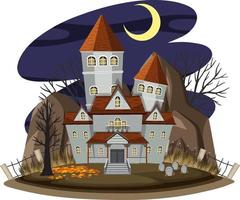 Haunted house at night scene vector