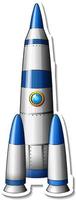 A sticker template with Rocket Space Cartoon isolated vector