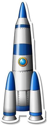 A sticker template with Rocket Space Cartoon isolated