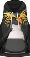 parte delantera de la sudadera con capucha sin mangas con estampado de pingüinos vector