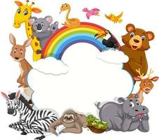 Empty cloud banner with various wild animals vector