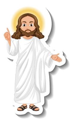 Jesus Christ cartoon character sticker on white background