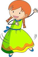 niña feliz disfruta bailando personaje de dibujos animados de doodle vector