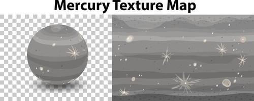 planeta mercurio con mapa de textura de mercurio vector