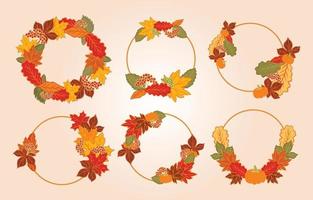 Autumn Leaf Wreath Collections vector