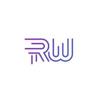 logotipo de letras rw, diseño de línea vector
