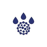 Icono de gotas de agua y virus en blanco vector