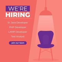 We are hiring software developers, join our team banner design vector