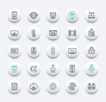 smart house and home automation icons, line vector set