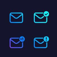 email, inbox, mail icons vector