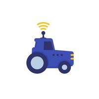 tractor autónomo, agrimotor icono, vector plano