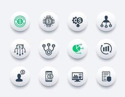 finance management, financial planning icons set vector