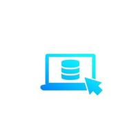 database and laptop computer icon vector