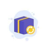 parcel return icon with box, vector