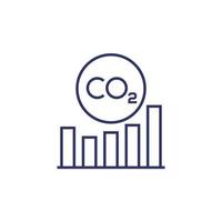 compensación de carbono, icono de línea de gráfico de co2 vector