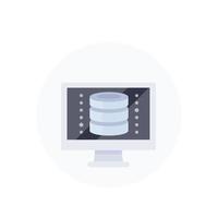 database and computer icon, flat style vector