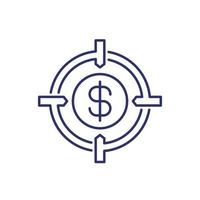 focus on money line icon with a target vector