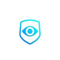 Eye and shield vector logo, icon