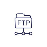 icono de línea de carpeta ftp en blanco vector