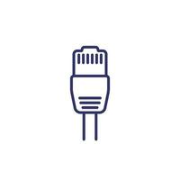 ethernet plug, rj45 line icon on white vector