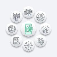 5G network technology line icons, vector design