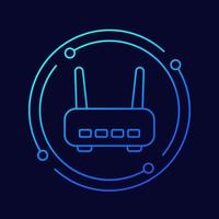 wi-fi router, adsl modem line vector icon