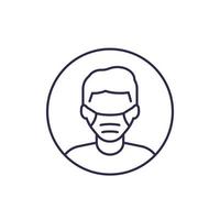 man in face mask line icon vector