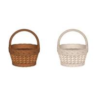 isolated empty baskets vector. brown and white basket
