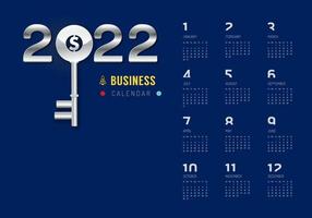 Calendar 2022 Concept Business Key  to success year . vector