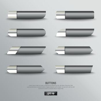 collection of black buttons web on background color white vector