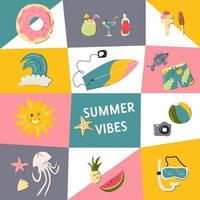 Design summer vibes party poster colorful template vector