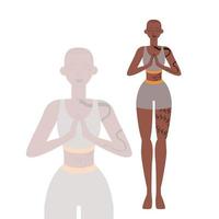 Cute african american young woman meditating vector