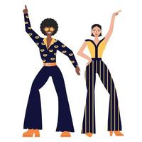 Posing disco dancers isolated on white background vector