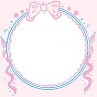 Kawaii frame with bows and decorative elements in blue and pink colors vector