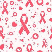 Pink seamless pattern with ribbons about breast cancer awareness vector